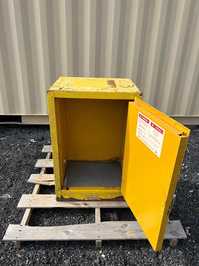Used Justrite 25710 12 Gallon Capacity Safety Storage Cabinet (for flammable liquids)