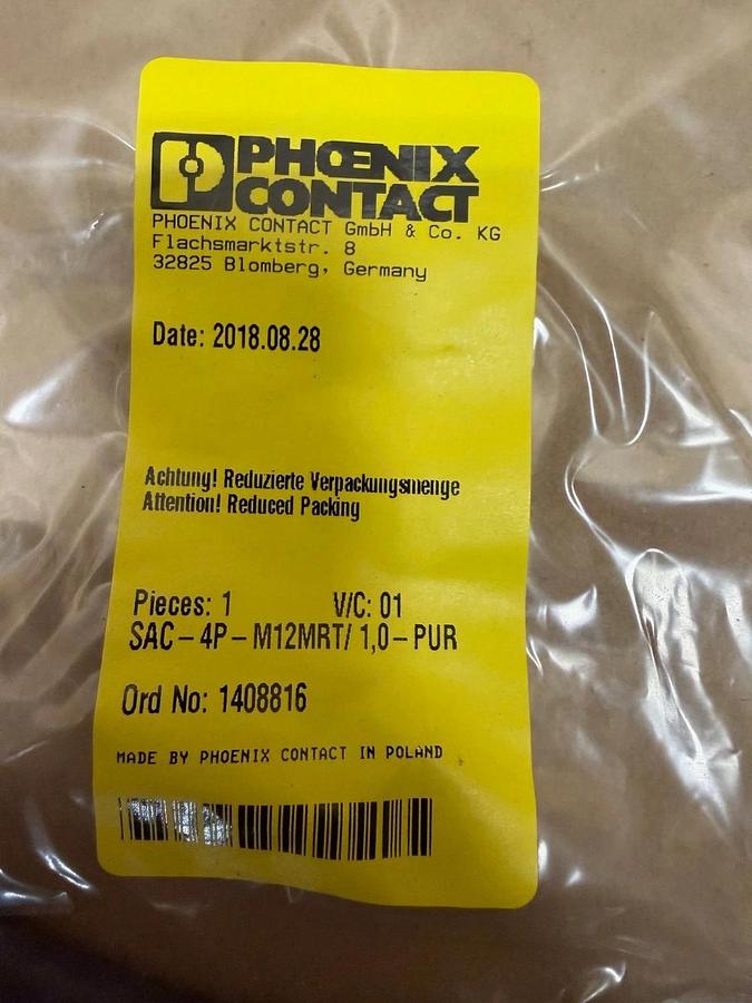 Used Phoenix Contact SAC-4P-M12MRT/1,0-PUR Power Cable *NEW*