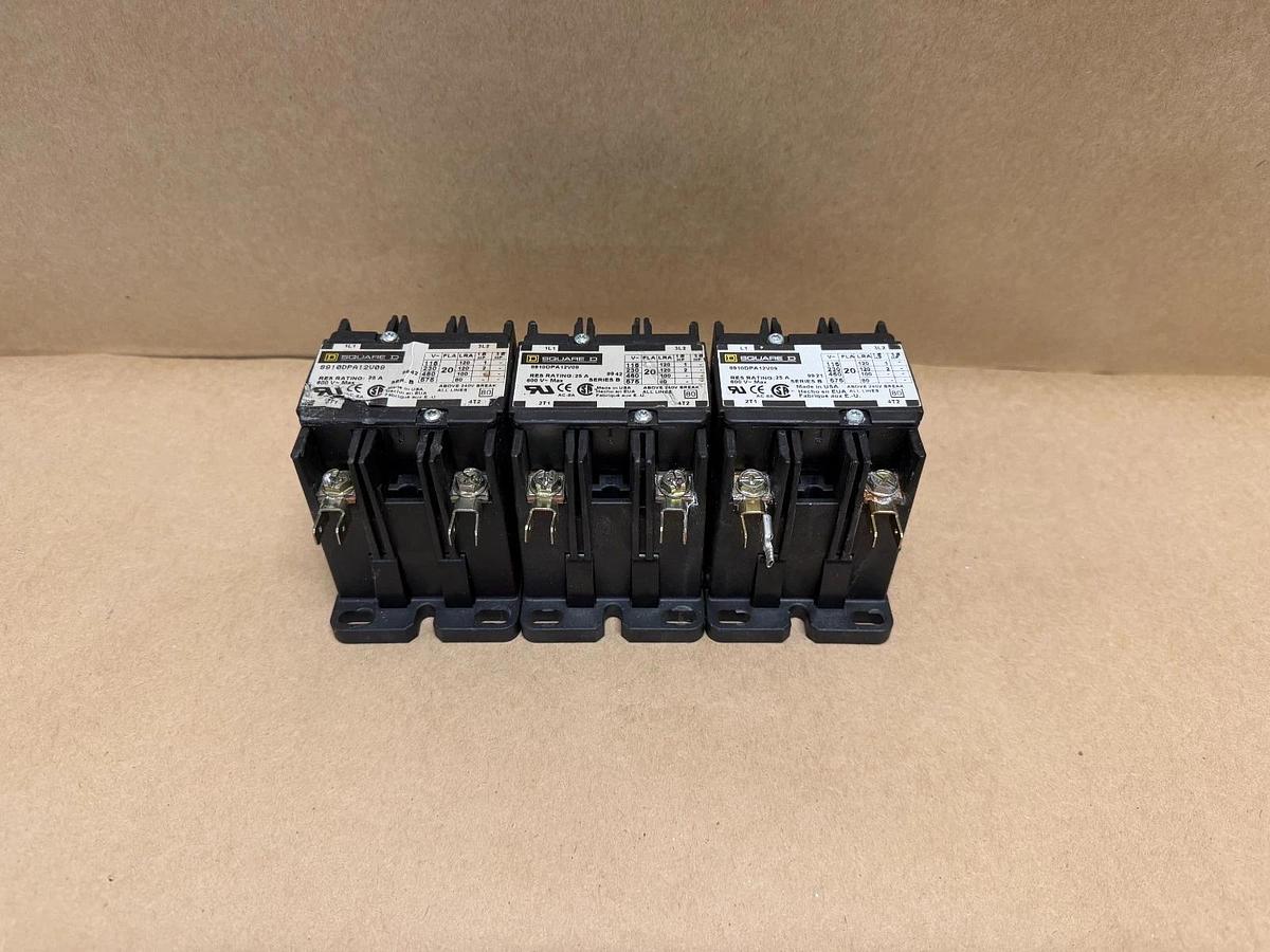 Used Square D 8910DPA12V09 Contactor - Lot of 3