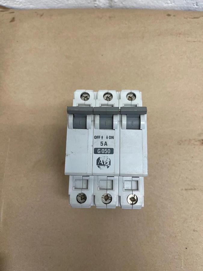 Used Allen-Bradley 1492-CB3 G 050 Supplementary Protector, Ser B, 5A, Circuit Breaker