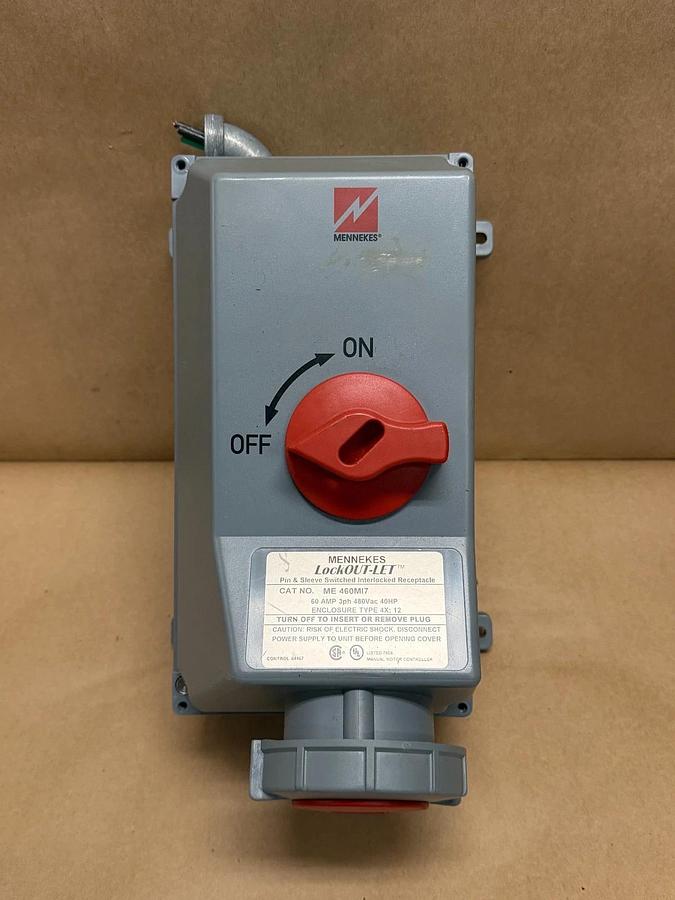 Used MENNEKES ME 460MI7 LockOUT-LET Pin & Sleeve Switched Interlocked Receptacle