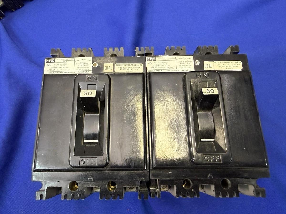 Used Federal Pacific Electric Company NE 50A 3 Pole Circuit Breaker
