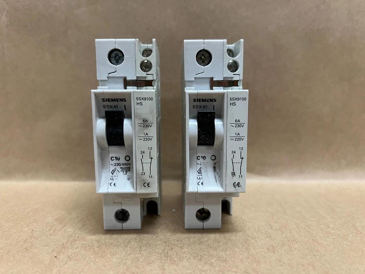 Used Siemens 5Sx41 C10, 230/400V, Circuit Breaker - Lot of 2