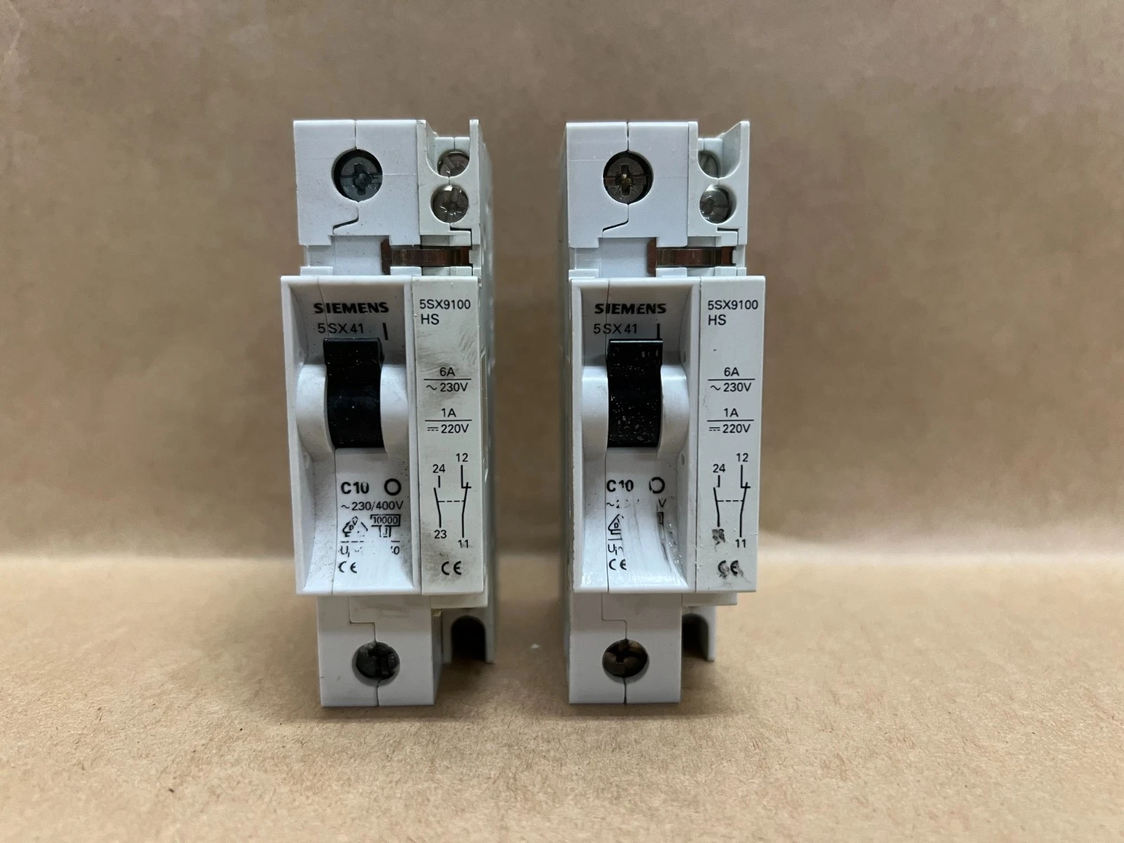Used Siemens 5Sx41 C10, 230/400V, Circuit Breaker - Lot of 2
