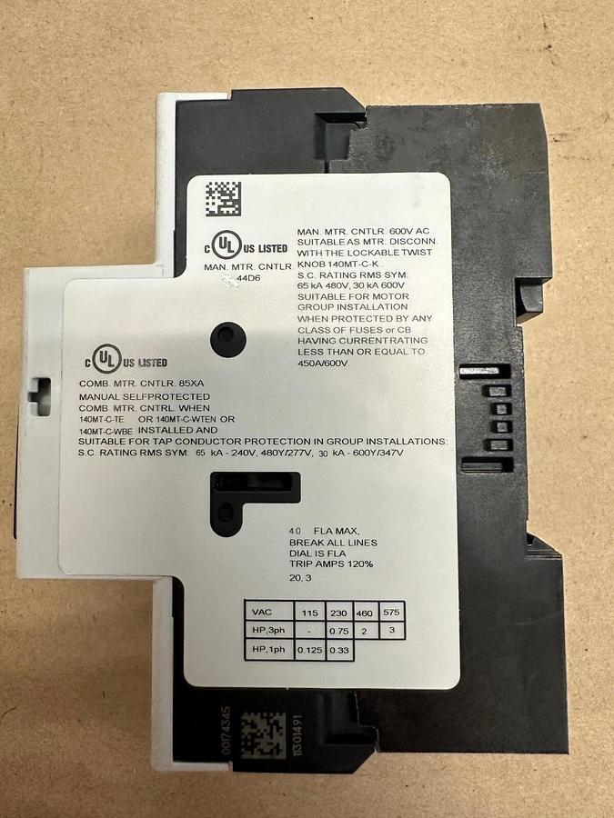 Used Allen Bradley 140MT-C3E-B40 Motor Protecting Circuit Breaker