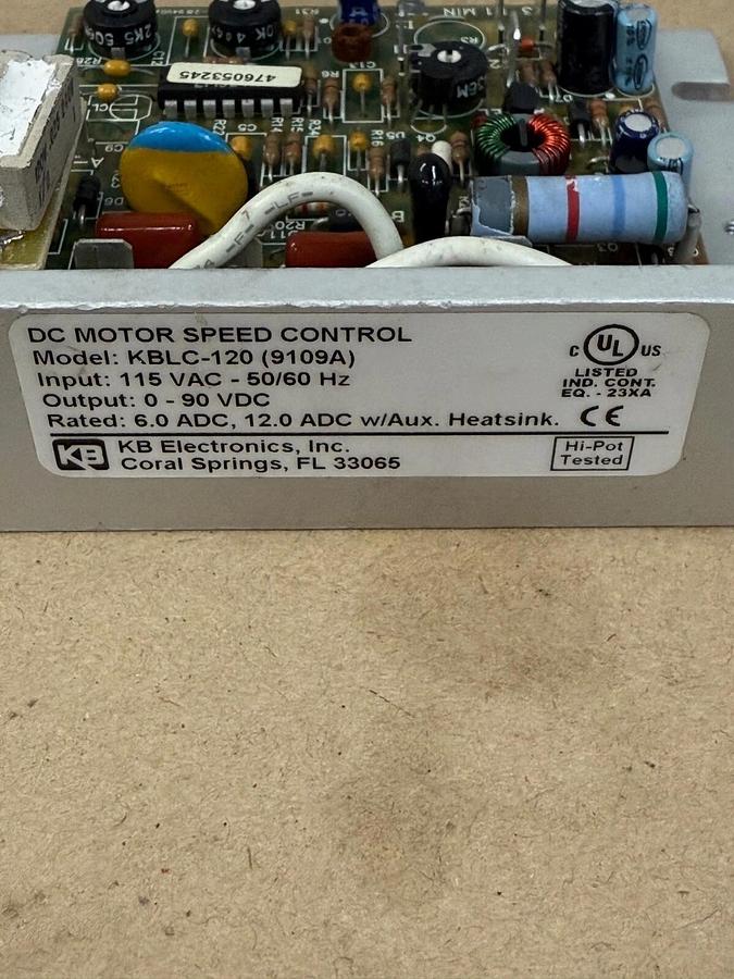 Used KB Electronics KBLC-120 (9109A) DC Motor Speed Control