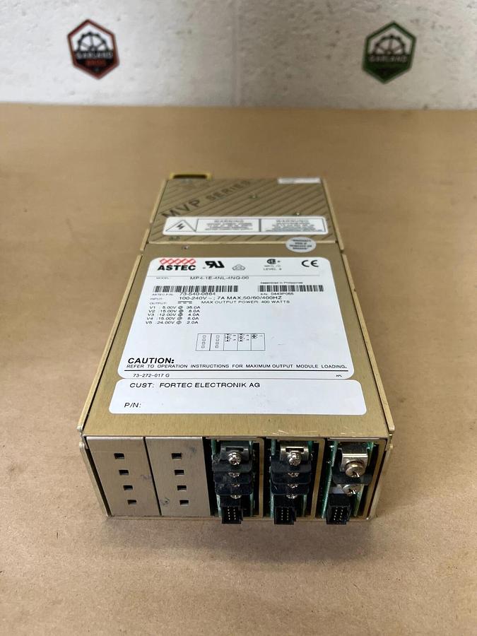 Used Astec MP4-1E-4NL-4NQ-00 Power Supply, 100-240V ~ 7A MAX; 50/60/400Hz