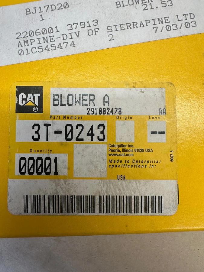 Used CAT 3T-0243 Blower A, Operator Cabin Air