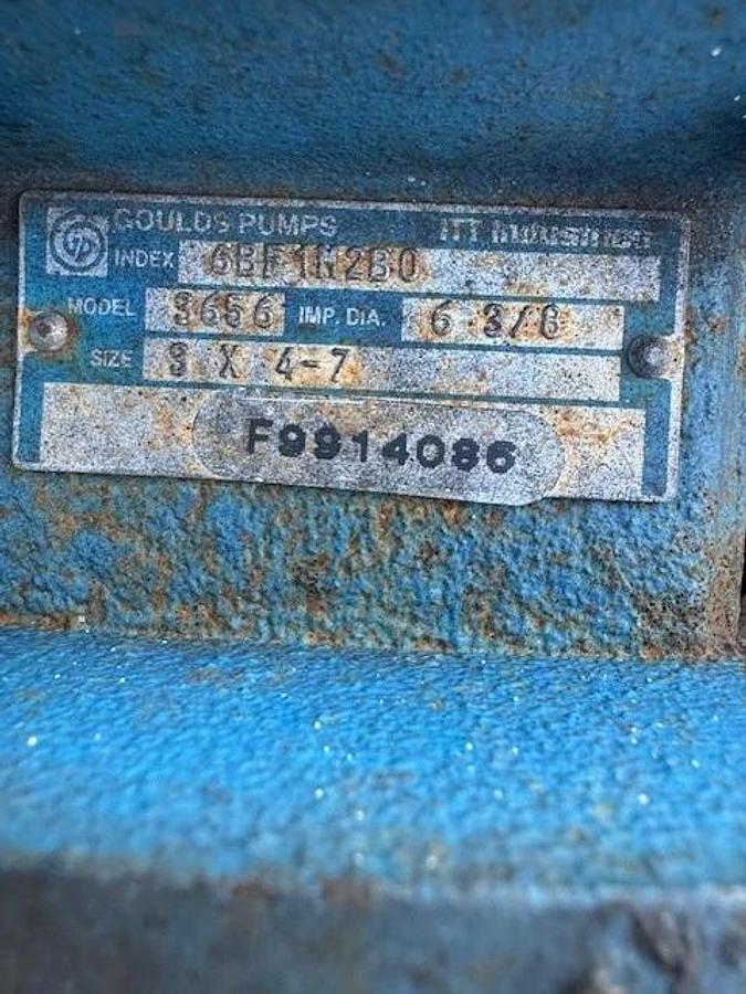 Used Goulds 3656 (Size 3x4-7) Pump, 6BF1M2B0, Baldor JMM3314T, 15Hp Motor @ 3450RPM