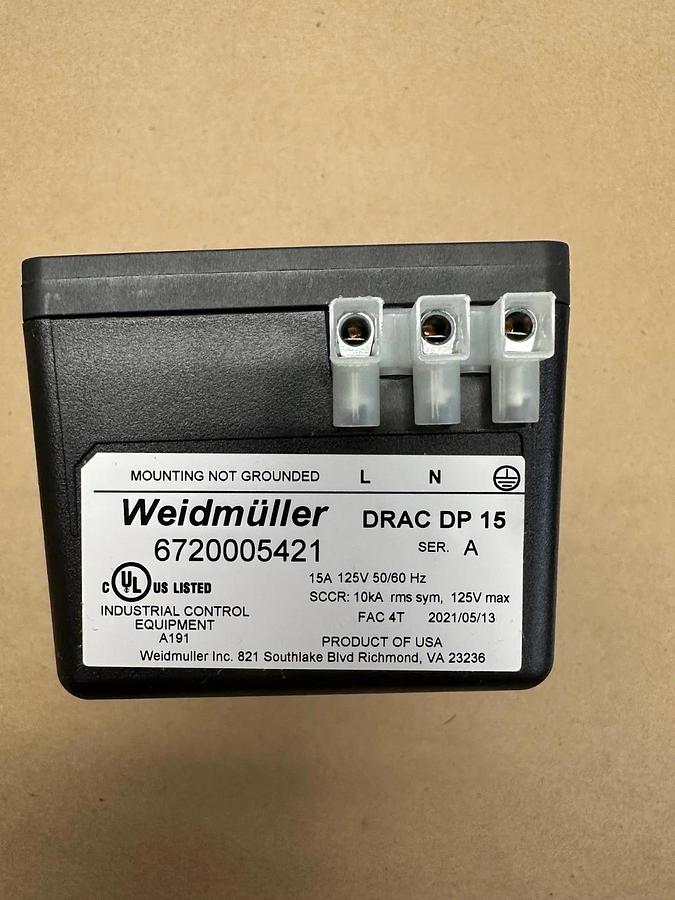 Used Weidmuller 6720005421 Receptacle 15A  *NEW*