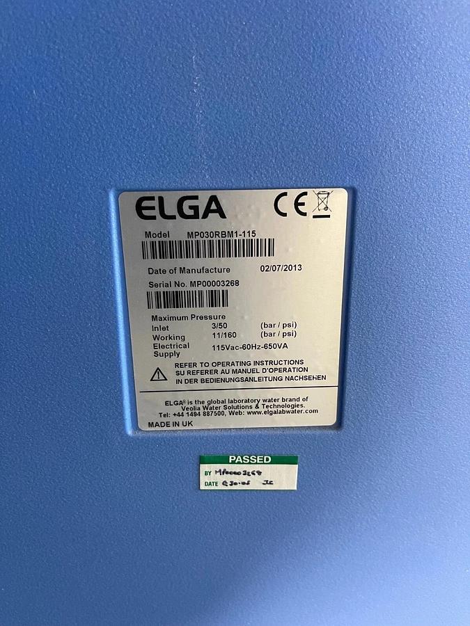 Used ELGA MP030RBM1-115 Medica Pro Water Purification System