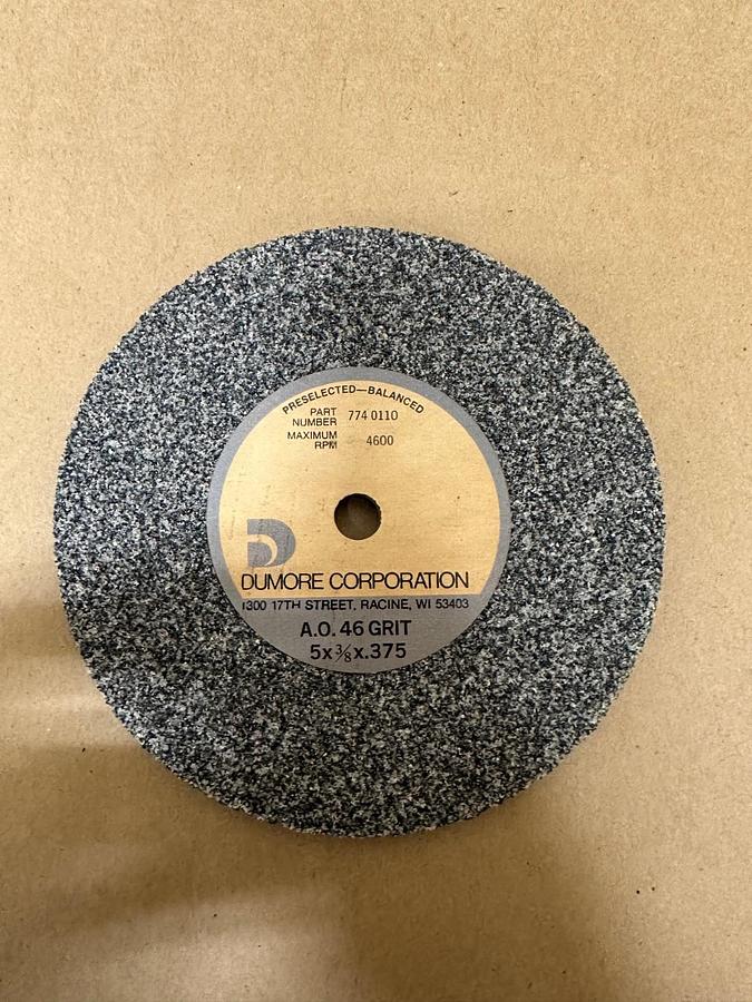 Used Dumore Corp 774-0110 Aluminum Oxide 46 Grit 5”x3/8”x3/8” Grinding Wheel *NEW*