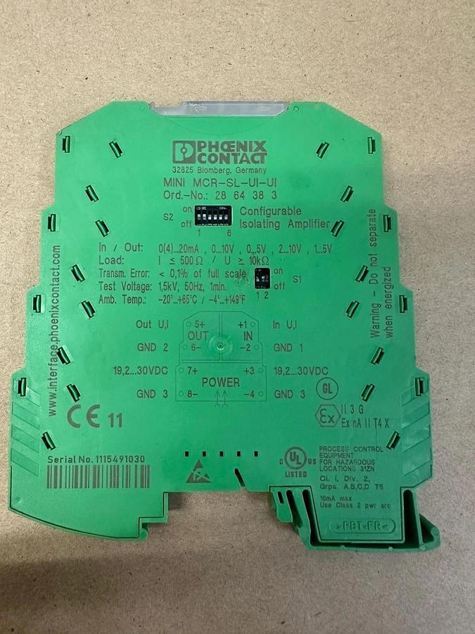 Used Phoenix Contact MINI MCR-SL-UI-UI Configurable Isolating Amplifier