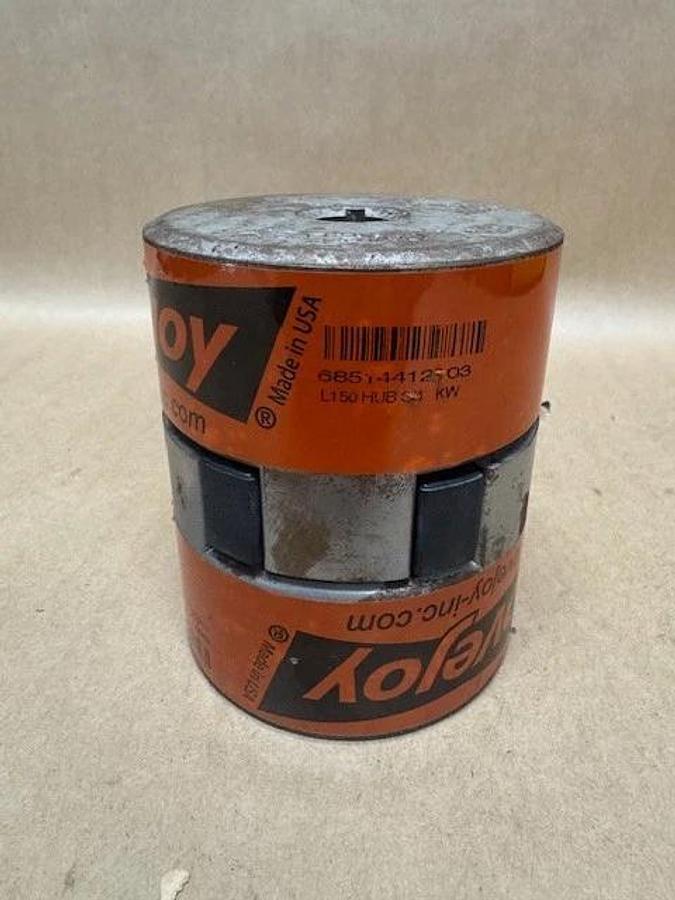 Used Lovejoy L-150 3-Pierce Jaw Coupling set (.750) 2 Half Couplings w/ Rubber Spider