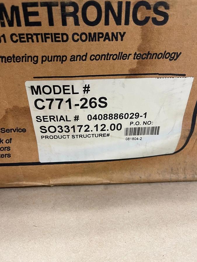 LMI Milton Roy C771-26S Metering Pump 80 PSI 10.00 Max GPH, 120VAC, 50/60Hz 6.3A