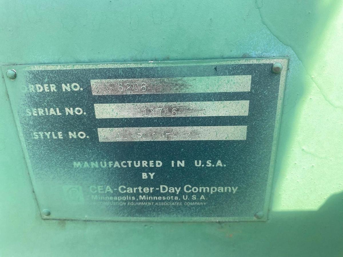 Used Carter Day 13746 Centrifugal Blower Fan, Westinghouse Elec Motor 7.5HP, 3500RPM