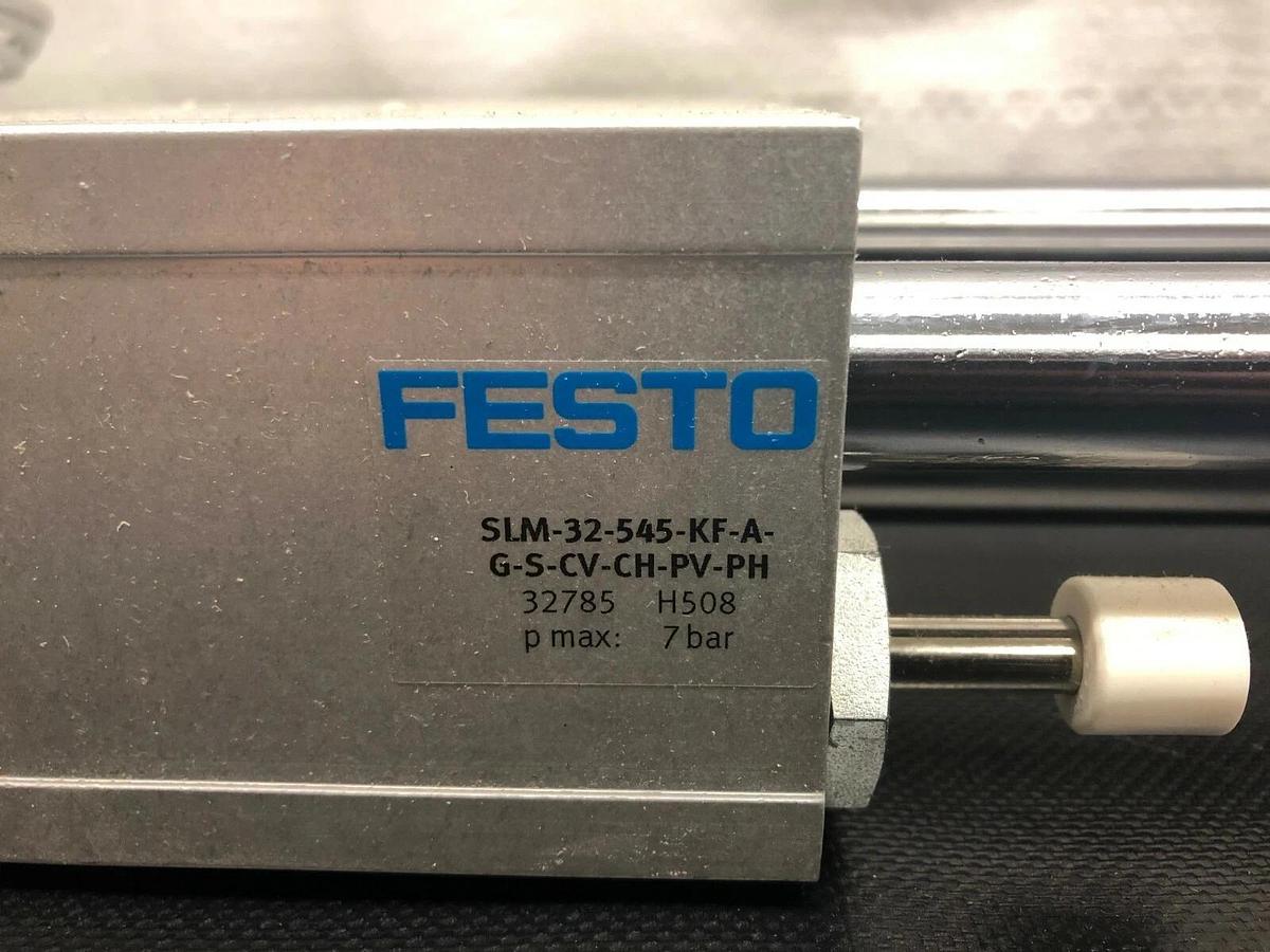 Used Festo SLM-32-545-KF-A-G-S-CV-CH-PV-PH Pneumatic Linear Drive