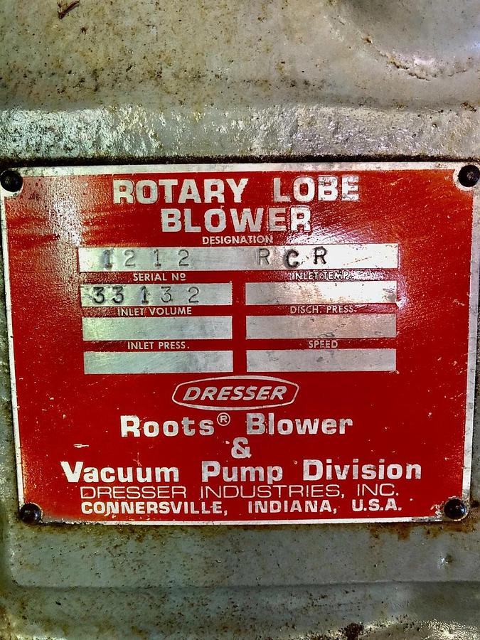 Used Dresser Roots 1212 RCR Rotary Lobe Blower