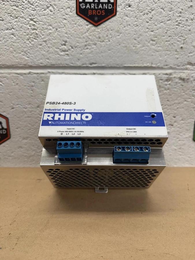 Used AutomationDirect PSB24-480S-3 Rhino, Industrial Power Supply, 3 Ph, 400-500V ~1A