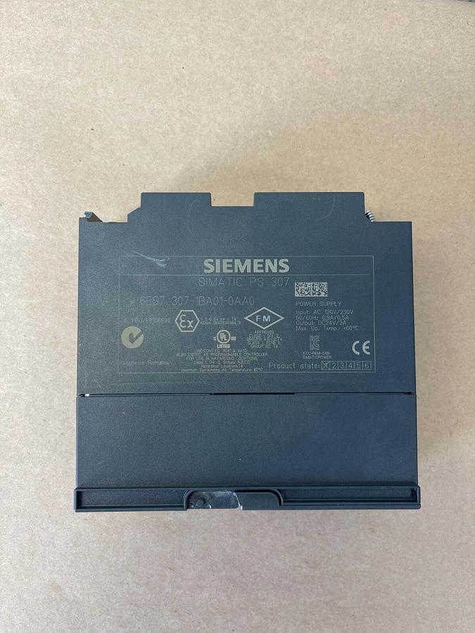 Used Siemens 6ES7 307-1BA01-0AA0 Power Supply Module, Simatic PS 307, 24 VDC