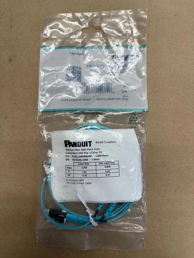 Used Panduit FX2ELLNSNSNM001 OM3 Multimode Patch Cord *FACTORY SEALED*
