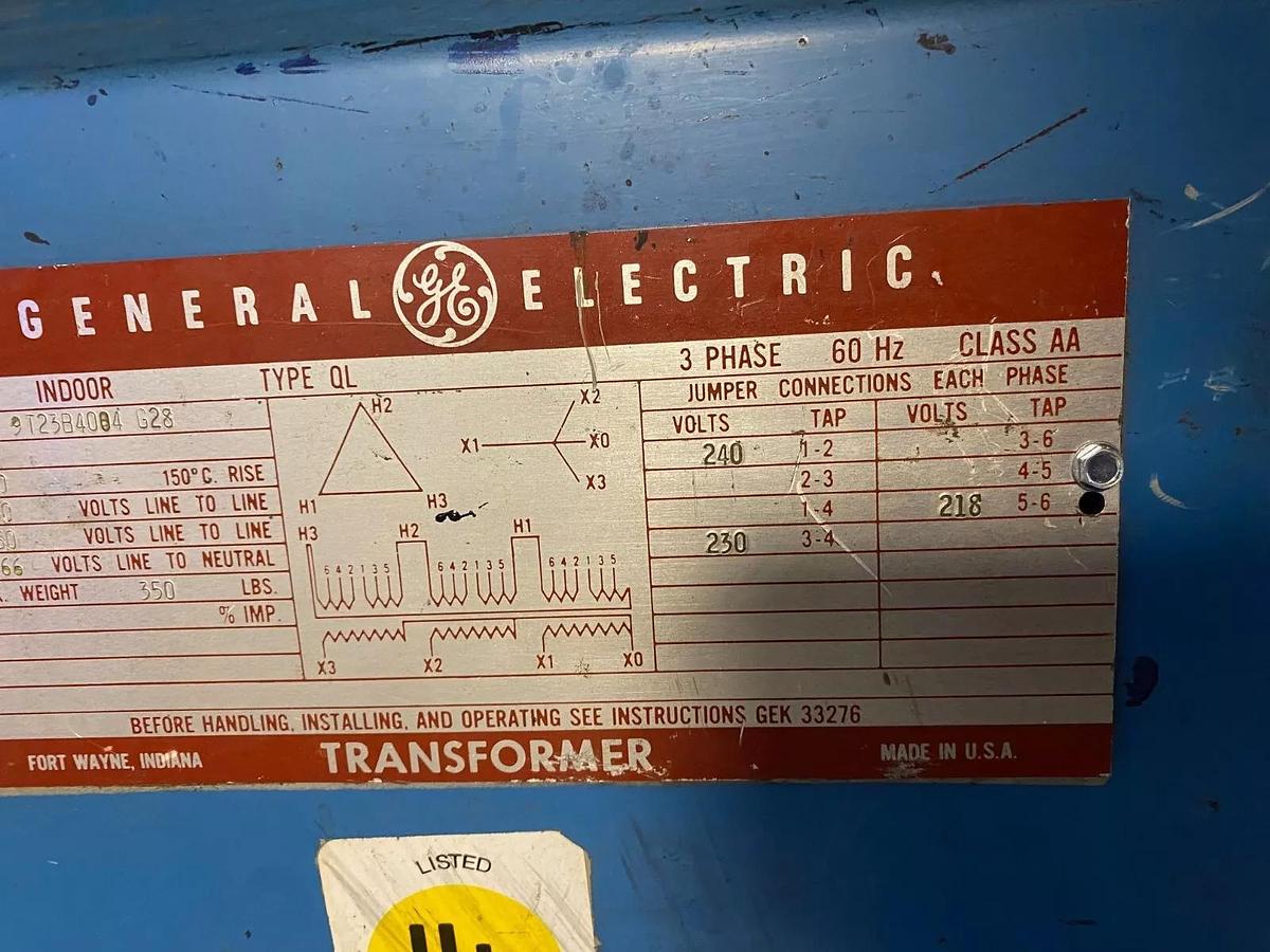 Used General Electric 9T23B4004 G28, 40 KVA Transformer, 3 Phase, Type QL