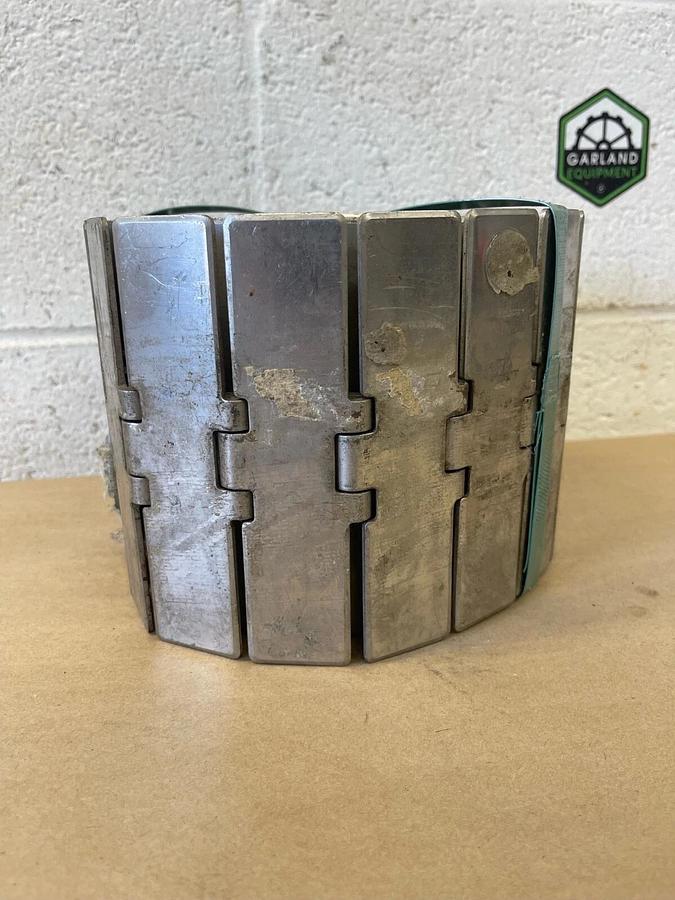 Used Rexnord SS815 BC 82 Tabletop Chain, Stainless Steel, 10’ Length, 6” Width