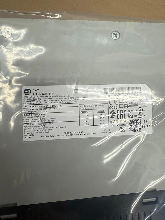 Used Allen-Bradley 25B-D037N114 Ser A, Powerflex 525, AC Drive *NEW*