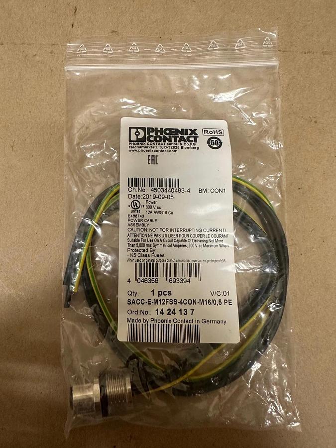 Used Phoenix Contact SACC-E-M12FSS-4CON-M16/0.5 PE Device Connector Front Mounting