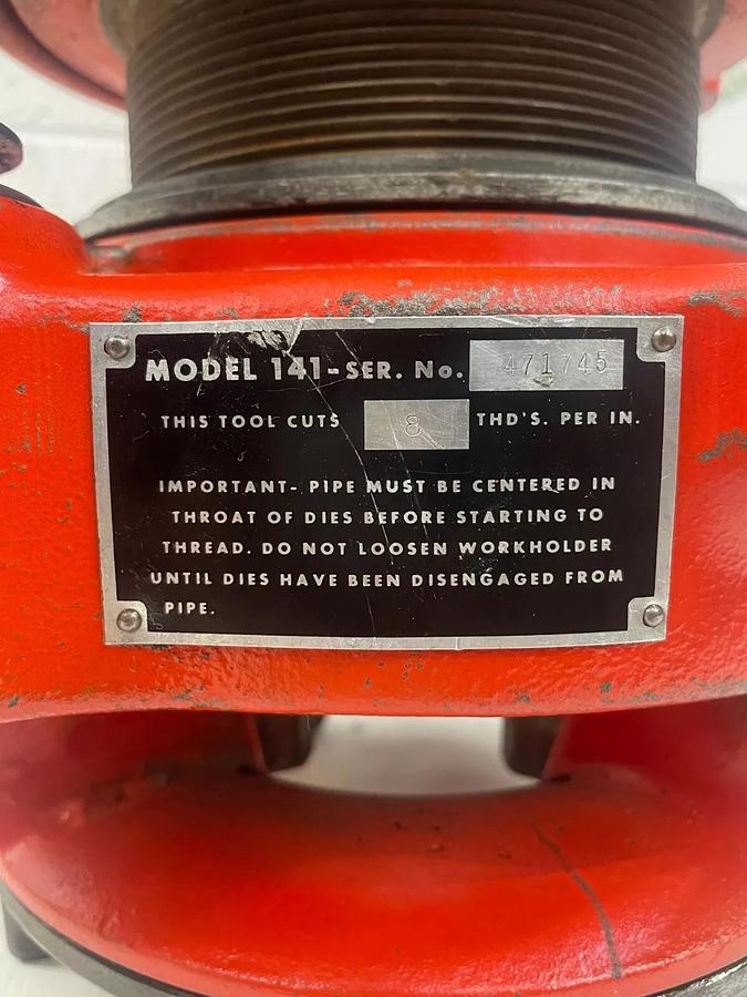 Used Ridgid 141 Pipe Threader, Receding Geared Threader, 2 1/2”-4” Jam Proof