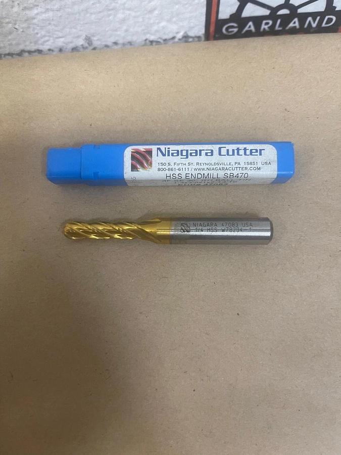Niagara Cutter 47083 HSS ENDMILL SB470, 4F SE 30° RH BALL TIN