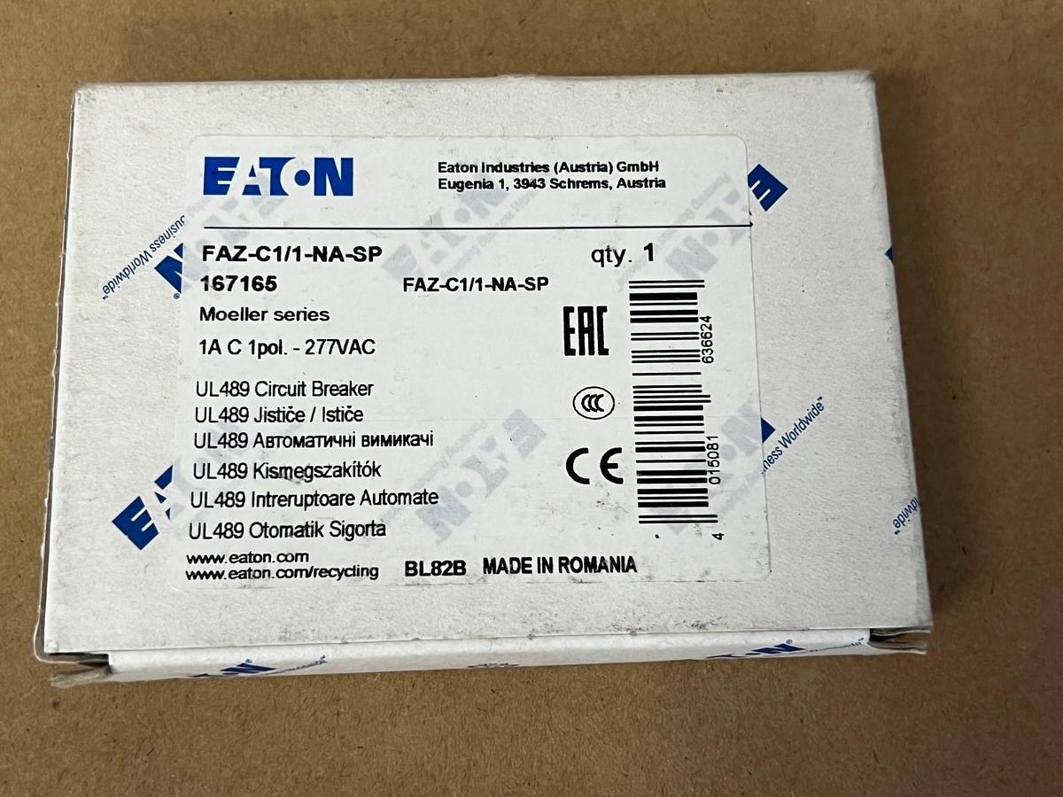 Used Eaton FAZ-C1/1-NA-SP Circuit Breaker 1A, 1 Pole 277VAC