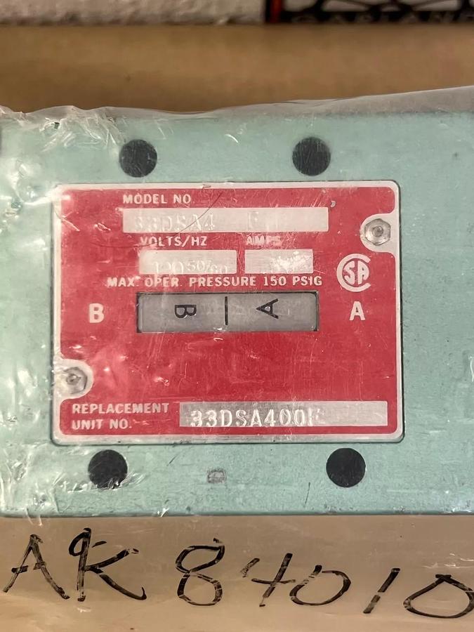 Used Numatics 33DSA400F 36 Amps Solenoid Valve
