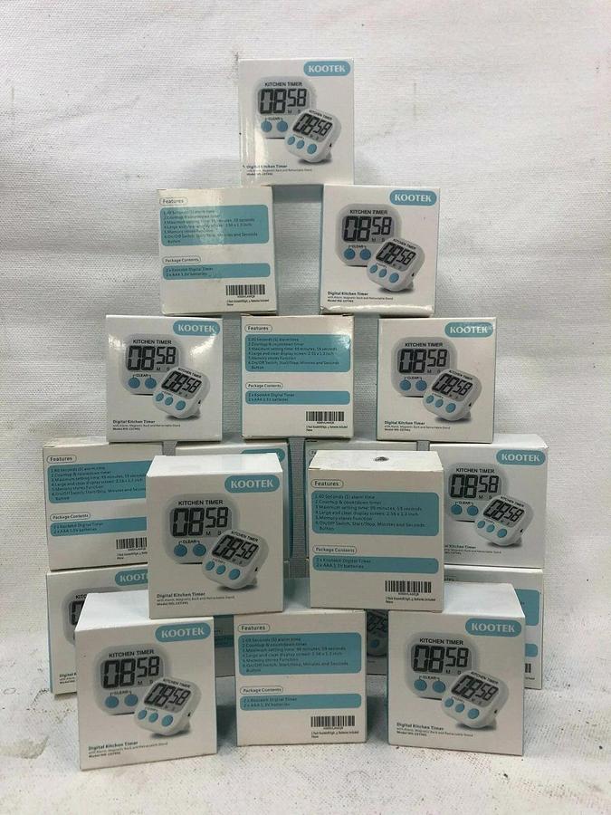 Used KOOTEK Digital Kitchen Timer w/ Batteries Model CST#01 (LOT of 19 units)