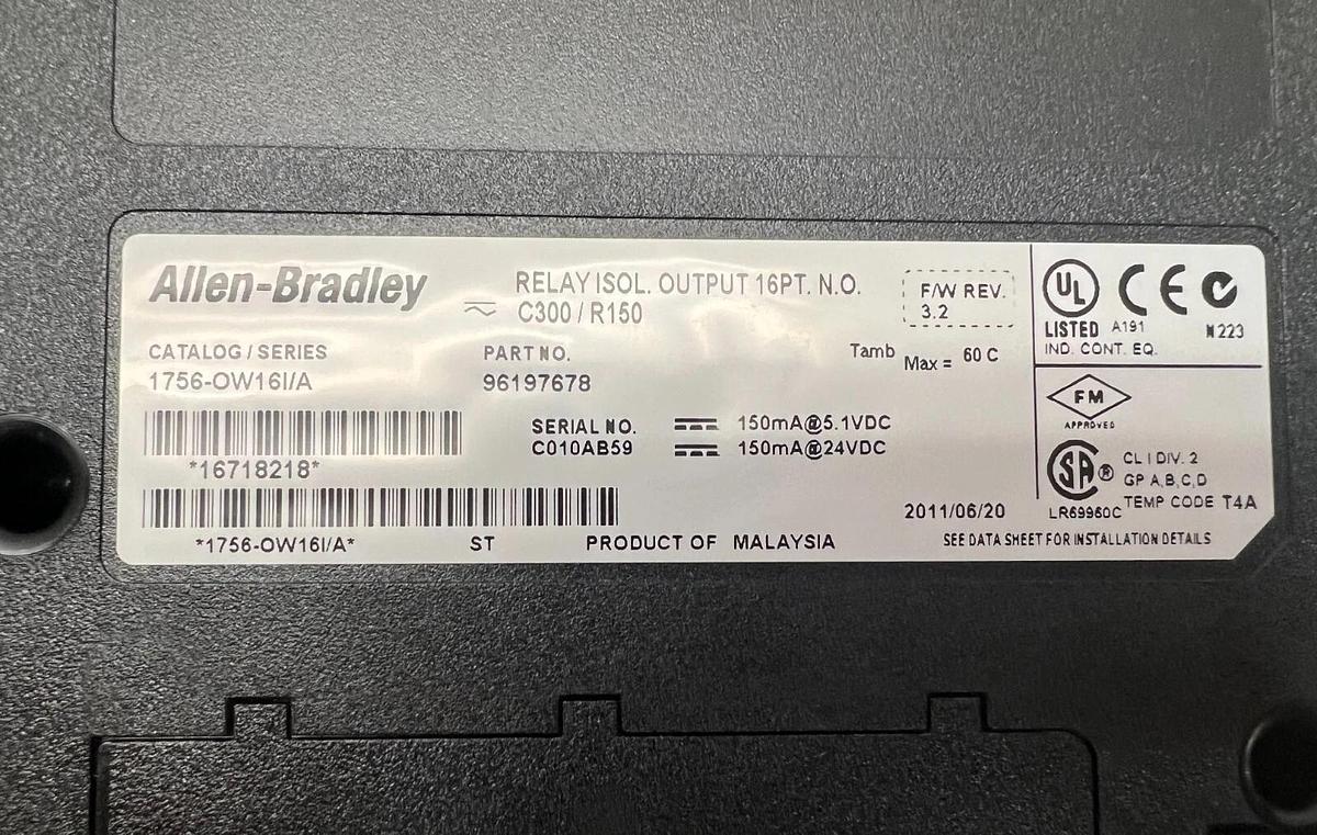 Allen Bradley 1756-OW16I/A Relay Isol. Output 16PT N.O. C300/R150