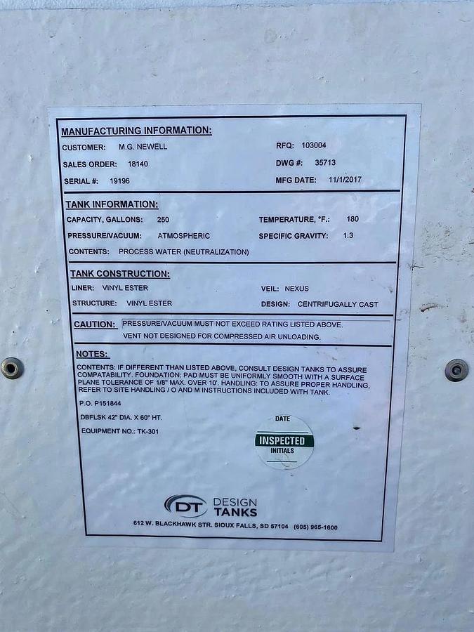 Used CIP Grundfos CRNE15-02 A-FGJ-G-E-HQQE Pump, Siemens Enclosure, 250 Gal Tank