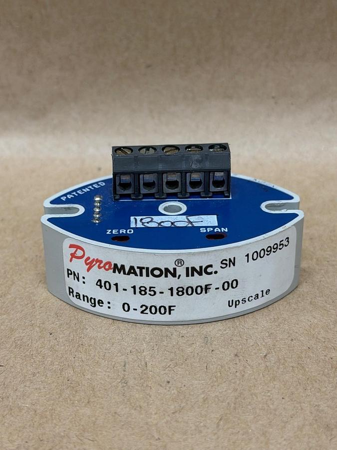 Used Pyromation Inc 401-185-1800F-00 Transmitter