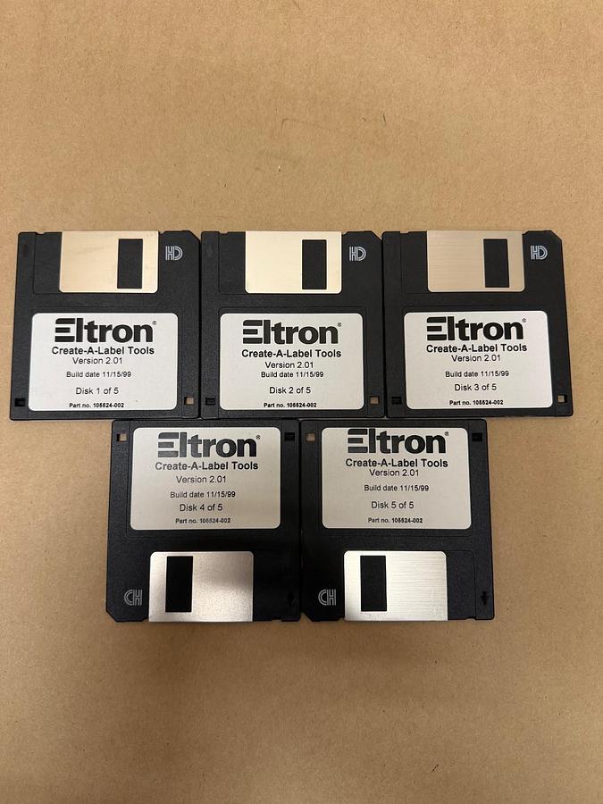 Used Eltron 105524-002 Create-A-Label Tools Disks 1 Through 5 - Lot of 5