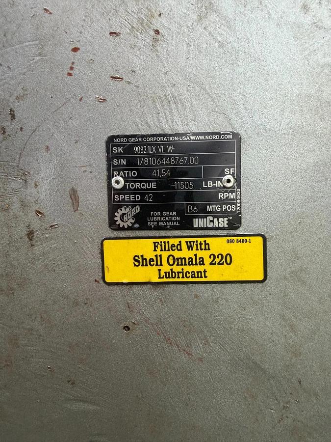 Used NORD Gear Corporation SK 9082.1LX VL W Gearbox 41.54:1 Ratio, 42 RPM