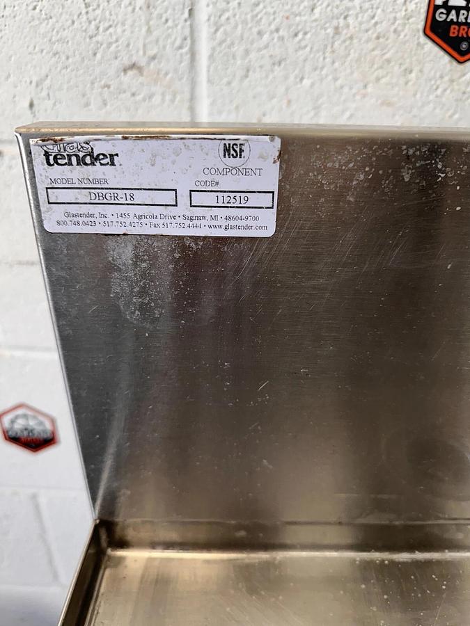Used Glastender - DBGR-18, Under Bar Glass Rack Storage/Drain Board, Missing Shelving