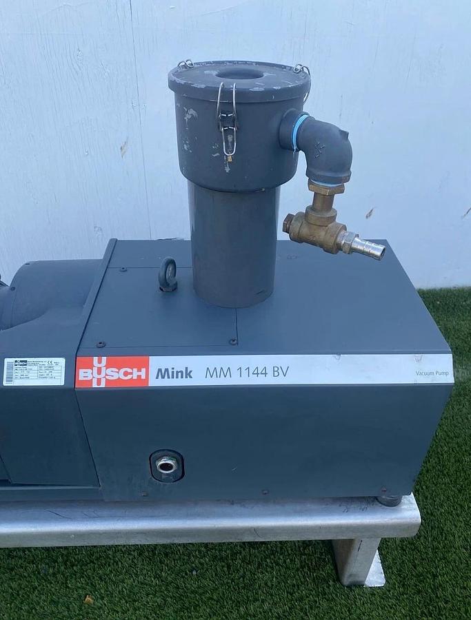Used Busch Mink MM 1144 B V06 11XX Dry Claw Vacuum Pump, 3HP Baldor SuperE Motor