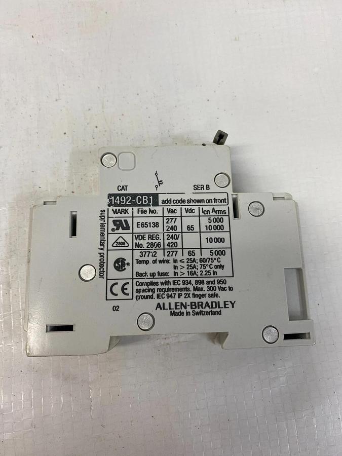 Used Allen Bradley 1492-CB1 (G 030) (3A), 1492-CB1 (H030) (3A) Circuit Breakers Ser B
