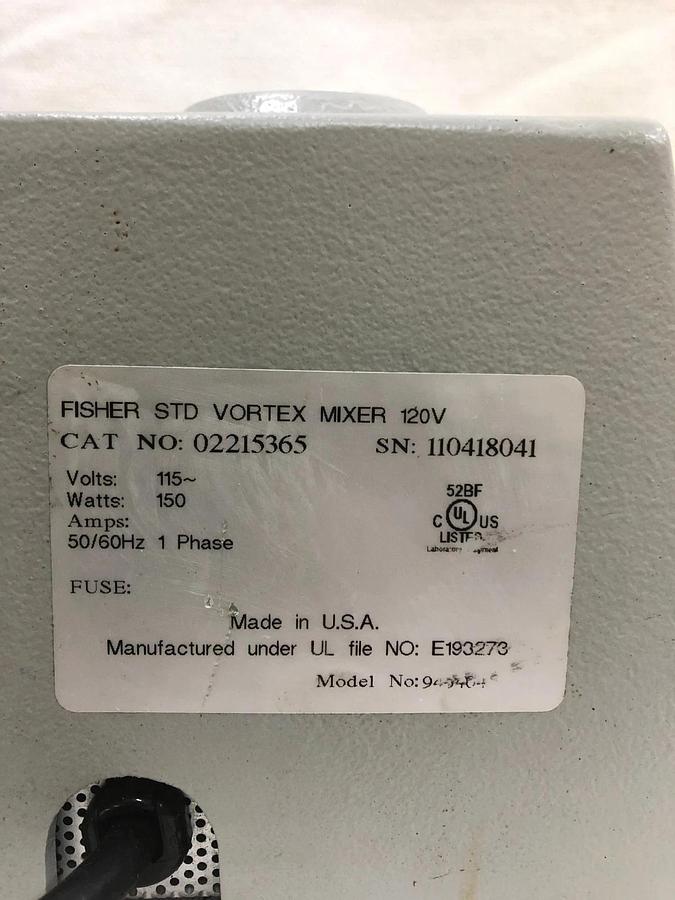 Used Fisher Scientific 02215365 Vortex Mixer
