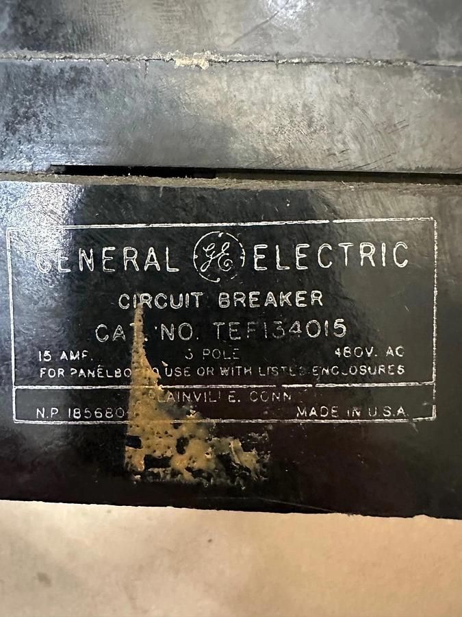 Used General Electric TEF134015 15A 3 Pole Circuit Breaker