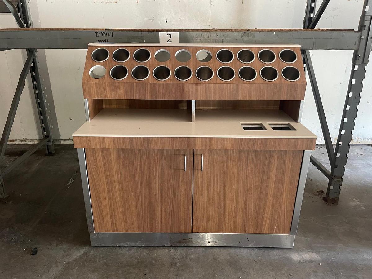 Used Custom Rolling Condiment Holder/Cabinet