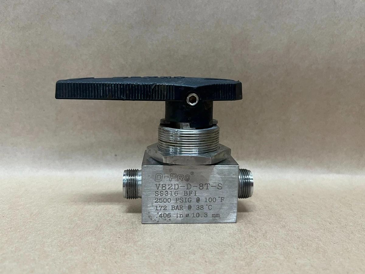 Used DK-LOK V82D-D-8T-S 2500 PSIG D-Pro 2 Way Ball Valve