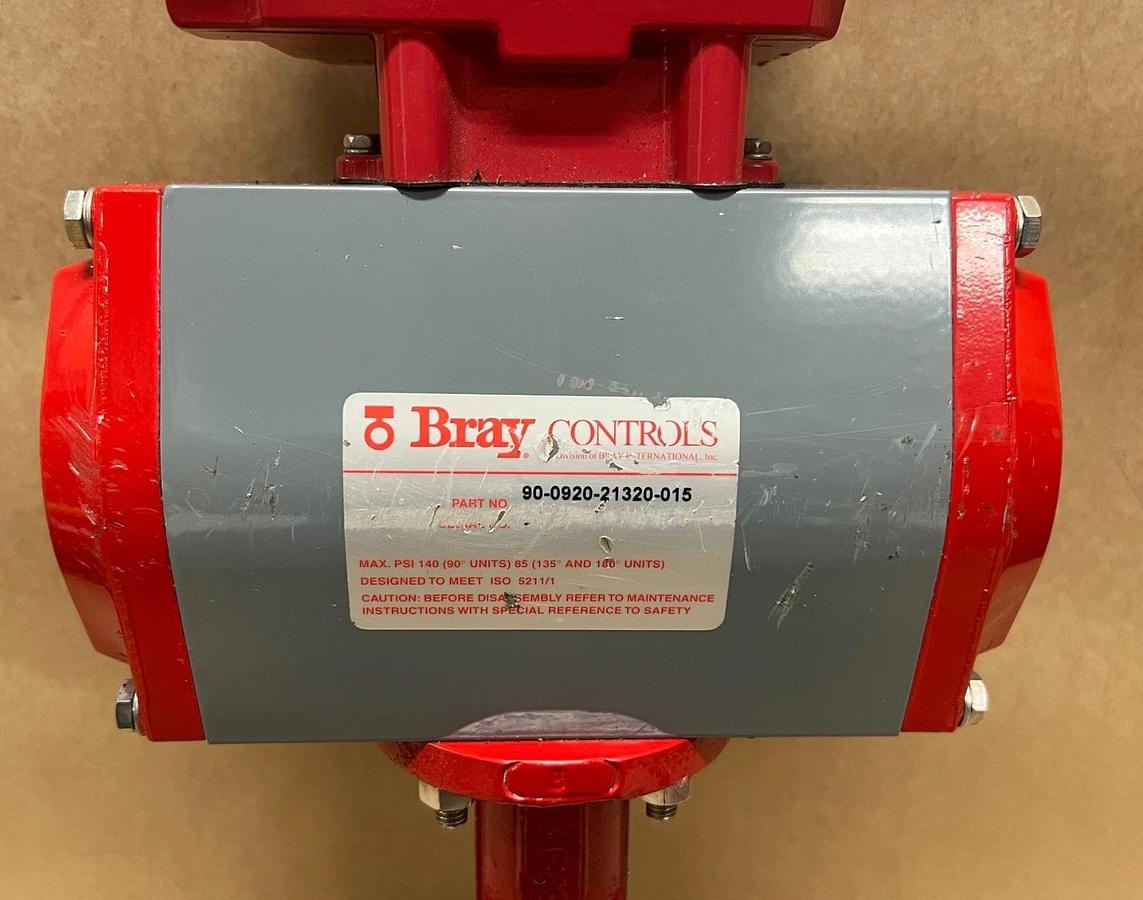 Used Bray 90-0920-21320-015 Pneumatic Actuator, Limit Switch, 3" Butterfly Valve