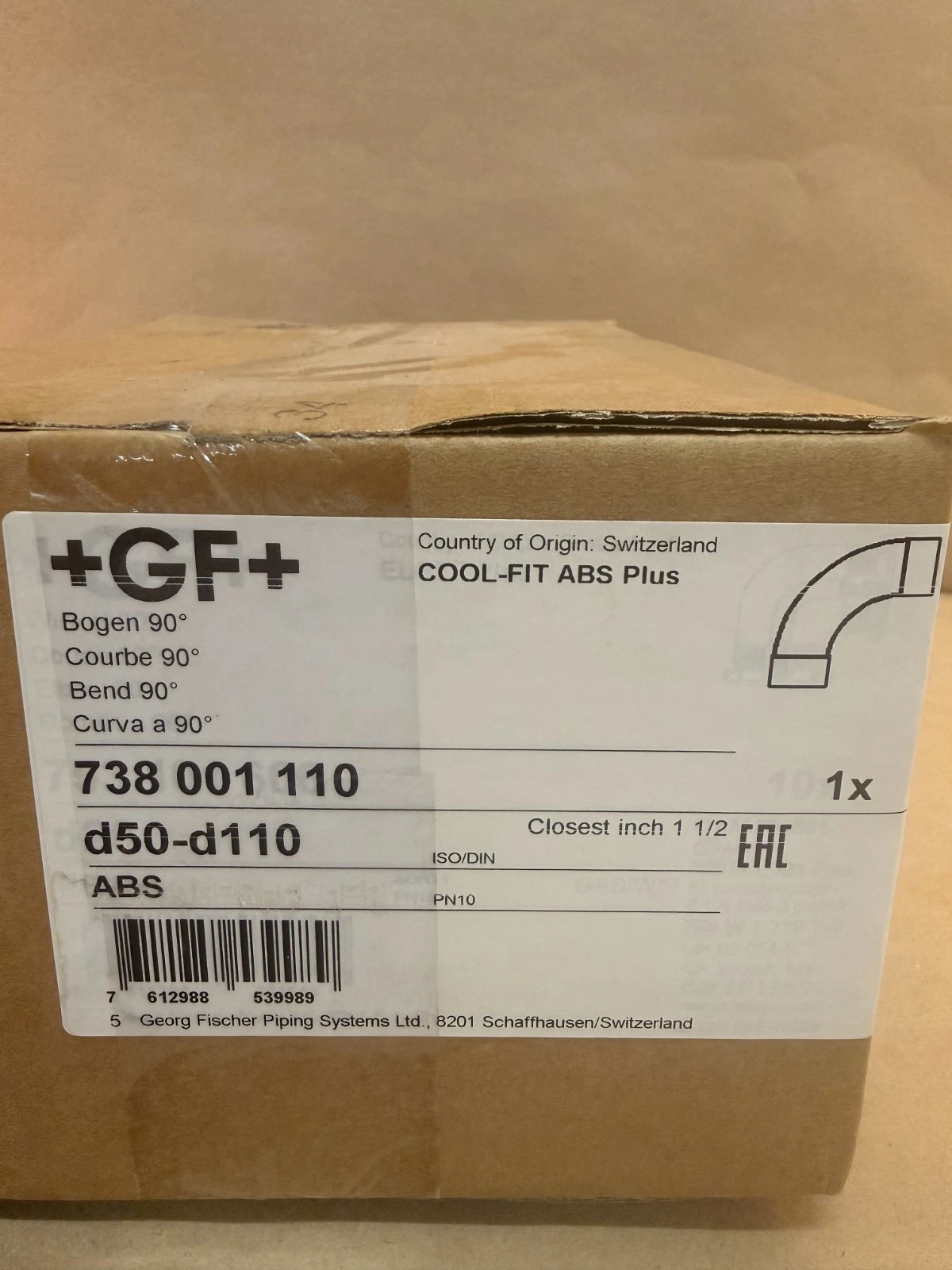 Used Georg Fischer Cool-Fit ABS Bend 90° 738001110 *FACTORY SEALED*