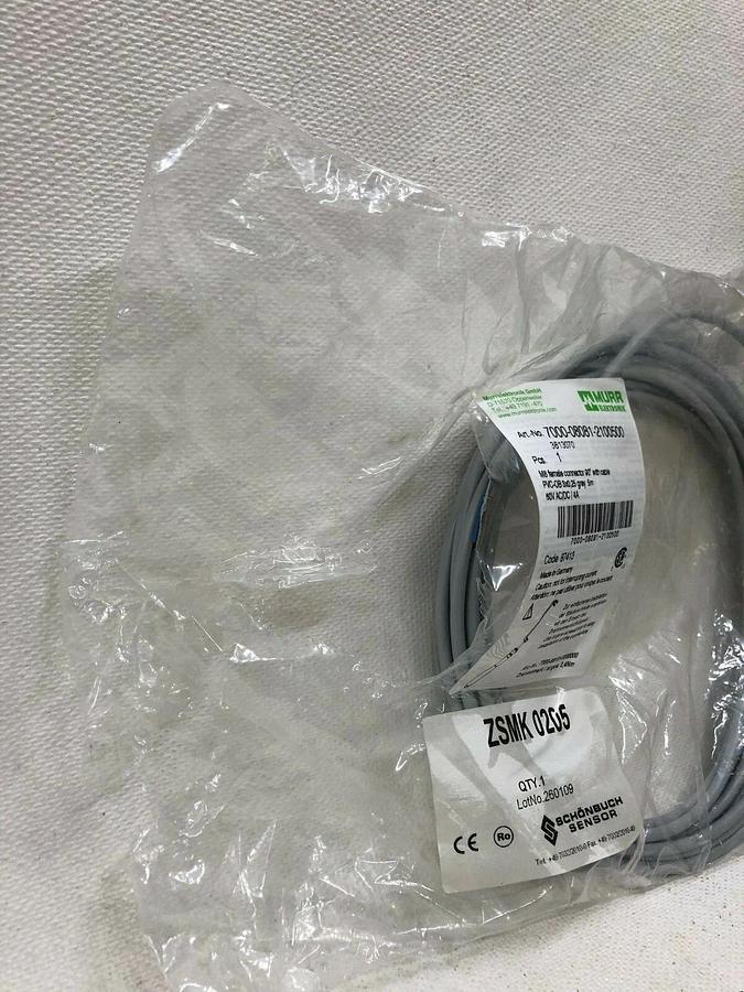 Murr Elektronik 7000-08081-2100500 M8 female connector w 5 m cable (LOT of 2)