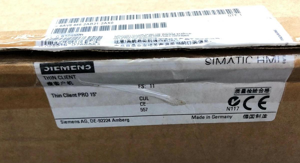 Siemens 6AV6646-2AB21-2AXO SIMATIC Thin Client - 15” Touch Display